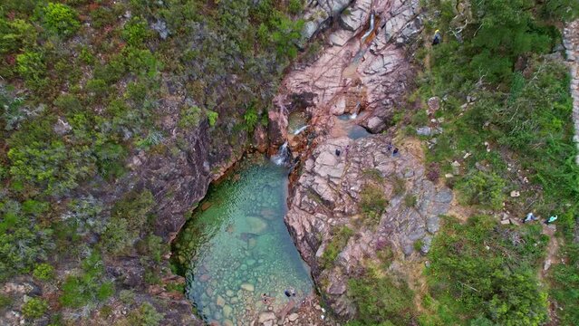 Aerial view of the Portela Do Homem Waterfall - Peneda-Geres National Park, Portugal, Europe