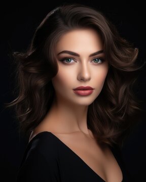 Beautiful woman with professional make-up posing - stock photography
