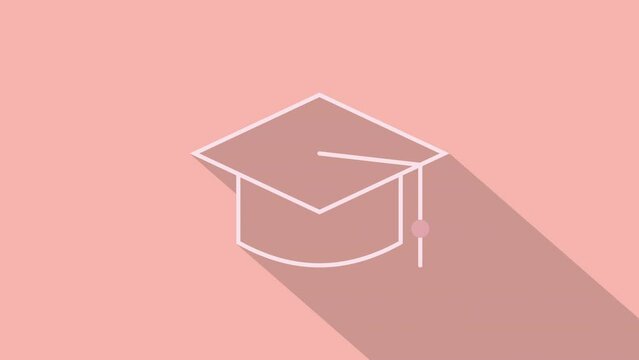 Mortarboard Line Icon vector, with pastel pallete, long shadow animation