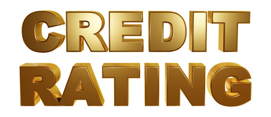 'Credit Rating' luxury realistic golden text 3d rendering for title design, banner ad on transparent background