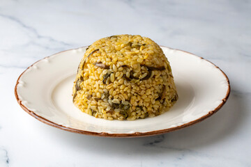 Herbed bulgur pilaf. 