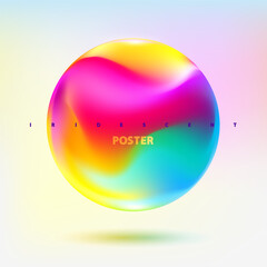 Colorful 3D sphere. Iridescent colorful ball on white background. Minimalistic geometric shape for your design. - 646885697