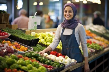 Local Market Shopping Model at a vibrant market - stock photography