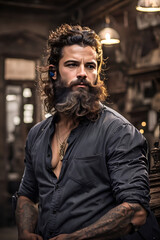 Obraz premium Postagem, barbearia, corte de Cabelo, cabelo estiloso, tema stretch, underground