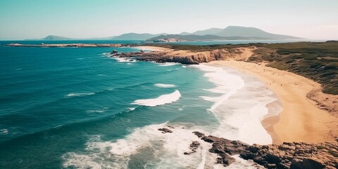 AI generated illustration of a stunning beach with a sandy shoreline