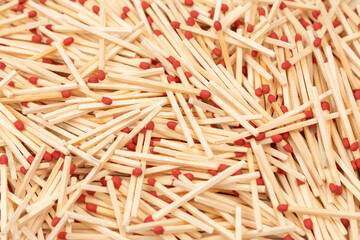 Group of new matchsticks as a background.