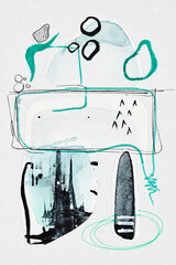 Abstract background, multicolor art collage. Creative pattern design for print invitation card, postcard. Drawing poster, colorful wallpaper. Green, black, white colors