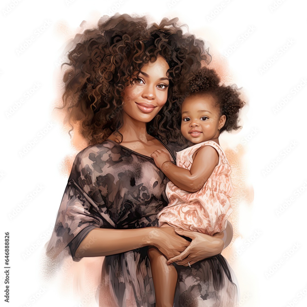 Wall mural Beautiful Woman Holding cute Baby isolated on white background - Wall murals