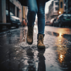 Fototapeta premium Feet walking over the city