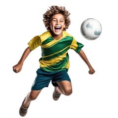 Brazilian Boy Enthusiastic Soccer Player with Ball