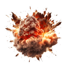 Fototapeta na wymiar Realistic bomb explosion. Large fireball with smoke isolated on a transparent background.
