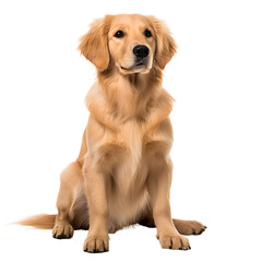 Golden Retriever adult sitting isolated on transparent background.