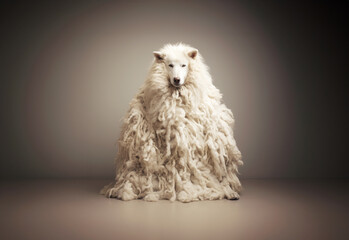 Beware a wolf in sheep's clothing. A wolf covered in wool. Wooly fox. Cute. Idiom. Proverb.