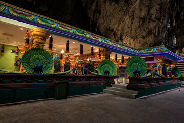 Hindu Temple inside the cave. Batu Caves, Malaysia. - Batu Caves are located just north of Kuala Lumpur. The cave is the focal point of Hindu festival of Thaipusam in Malaysia.