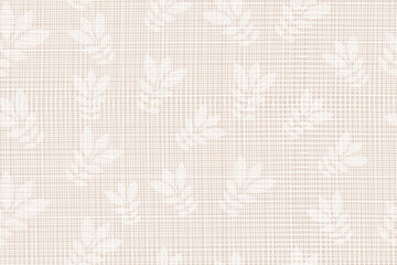 Gray Linen fabric Texture, Background Texture printed with White Flowers. Seamless pattern. Organic Yarn for Wallpaper, Fabric Packaging, print, curtain motifs and others