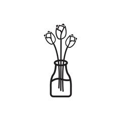 flower vase icon logo vector design template illustration