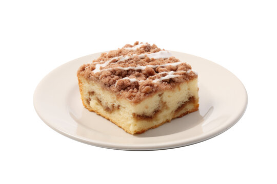 A Plate of Coffee Cake Isolated on a Transparent Background