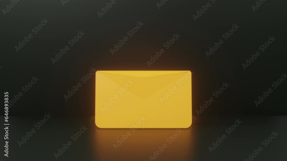 Poster opening an email letter in an envelope animated icon with document, email envelope with one number o