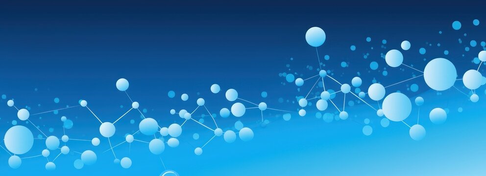 Simple vector image of blue background with molecules