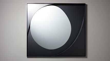 Minimalist black frame mirror with contemporary design.