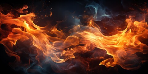 Abstract Flames with Sparks on Dark Background