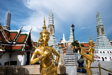 Statues in Prasat Phra Dhepbidorn or The Royal Pantheon, Grand Palace, Bangkok, Thailand - The Royal Pantheon is a mixture of Thai-Khmer style constructed by King Rama IV in 1856.