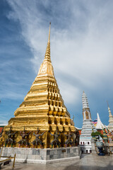 Fototapeta premium Wat Phra Kaew or Emerald Buddha Temple in Grand Place, Bangkok, Thailand - Wat Phra Kaew or Emerald Buddha Temple a tourist landmark in Bangkok Thailand