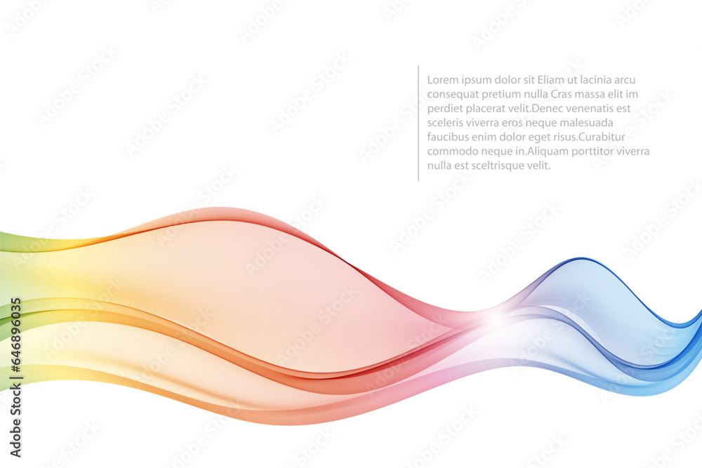 Poster wavy lines of rainbow color on a white background. abstract flow of colorful wave.