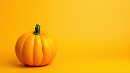 Minimalist Pumpkin on Yellow Background