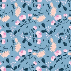 Hand drawn floral flower pattern.