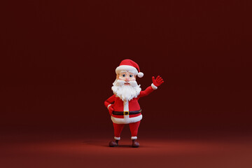 Cute cartoon Santa Claus. 3d render