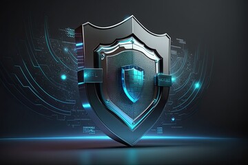 Cyber security shield technology protected data security and data privacy.Generative AI