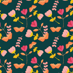 Hand drawn floral flower pattern.