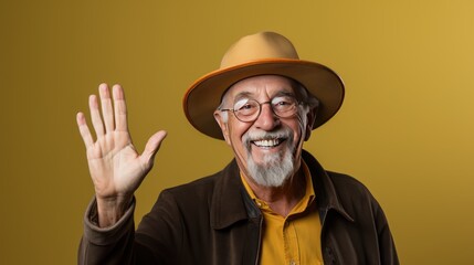 Older Man with Hat Posing for Picture with cute smile 