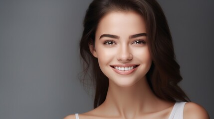 Obraz premium Beautiful young woman with clean fresh skin Face care, facial treatment, commercial concept.