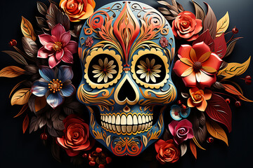 Day of the dead mexican skull pattern