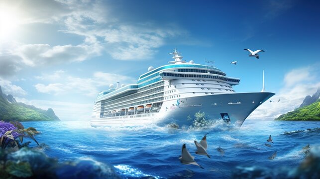 cruise ship in the sea. generative ai