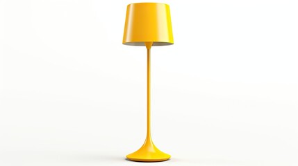 Floor lamp in yellow, 3D illustration, isolated on white background.