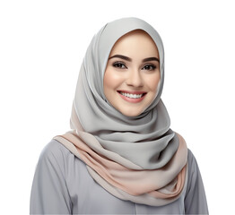Happy smiling Muslim woman on transparent background PNG