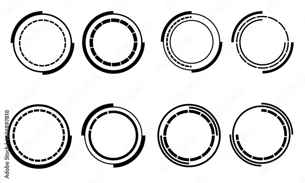 Poster set of sci fi black circle user interface elements technology futuristic design modern creative on w