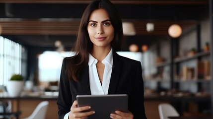 businesswoman with tablet in the office