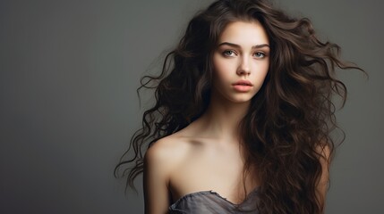 Naklejka premium Captivating Curls: A Portrait of Youthful Beauty