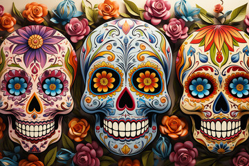 Day of the dead mexican skull pattern