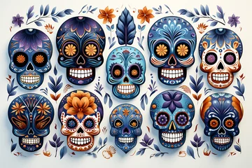 Glasschilderij Schedel Day of the dead mexican skull pattern