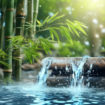 A Bamboo Water fall in bamboo forest © Usablestores