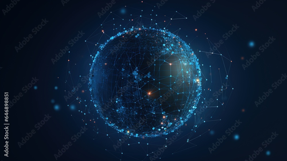 Poster global social network. future. vector. blue futuristic background with planet earth. internet and te