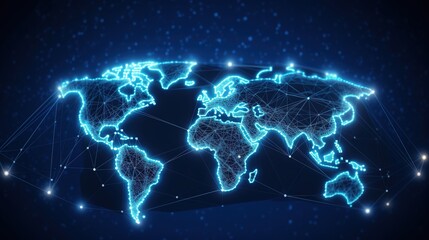 Planet Earth. Abstract technological rings in the orbit of the planet. Global communication system and communication satellites. generative ai