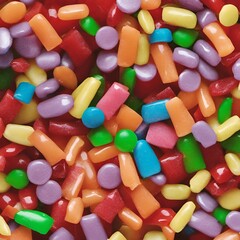 Brightly colored candy bits