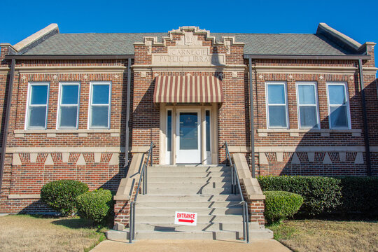 The Jacobethan and Gothic Revival-style building of the Carnegie Public Library built in 1913 in Clarksdale, Mississippi, in Coahoma County, USA
