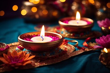 Flame of Faith: Illuminated Candle in Selective Focus Decoration